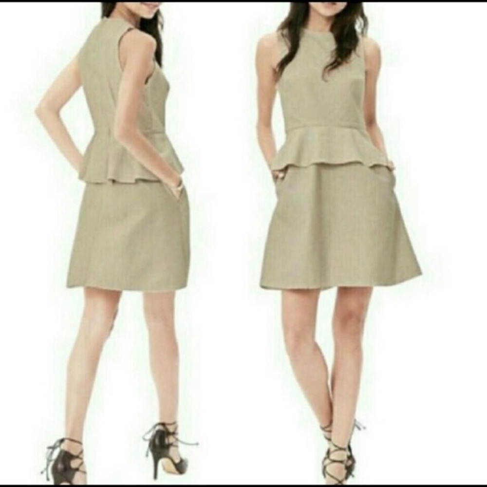 Banana Republic Beige Cotton/Linen Peplum Dress